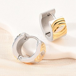 Двухцветные серьги-кольца из нержавеющей стали 304 в полоску&nbsp;EJEW-L307-04GP-03