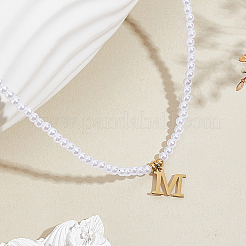 Ожерелья из искусственного жемчуга с подвесками из нержавеющей стали&nbsp;NJEW-LP0001-51M-G