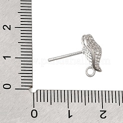 Orecchini a perno in ottone con micro pavé di zirconi cubici e anelli di fissaggio&nbsp;CU-CBA1682-02P