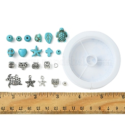 Наборы для изготовления браслетов из синтетических бирюзовых бусин разных форм своими руками&nbsp;DIY-FS0007-53