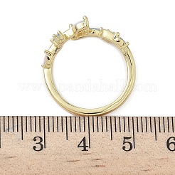 Латунные микро проложить манжеты кольца кубического циркония&nbsp;RJEW-H256-02G