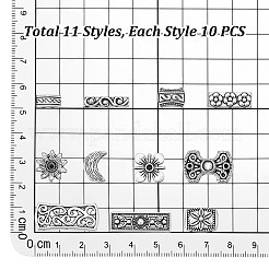 110 pz 11 stili di maglie multifilo in lega stile tibetano&nbsp;TIBE-PH0002-59