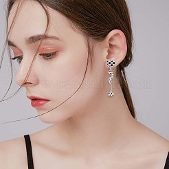 Orecchini pendenti con cuore a scacchiera smaltati e twist & cube con strass&nbsp;JE1033A