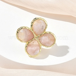 Bagues ajustables en agate naturelle à facettes en forme de fleur de cerisier pour femmes&nbsp;RJEW-A092-01G-14