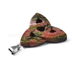 Подвески из смешанных натуральных и синтетических камней с треугольным узлом и латунными застежками&nbsp;G-R220-09