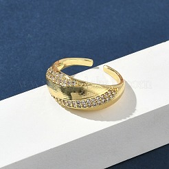 Messing Micro Pave Zirkonia Manschette offene Ringe&nbsp;RJEW-C163-01G