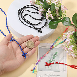 8 collier de chapelet avec pendentif croix en nylon de 4 couleurs&nbsp;DOLL-CA0001-03