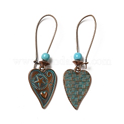 3 paires de boucles d'oreilles pendantes en alliage de coeur&nbsp;EJEW-G330-01R