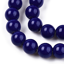 Chapelets de perles en verre opaque de couleur unie&nbsp;LS-GLAA-T032-P8mm-03