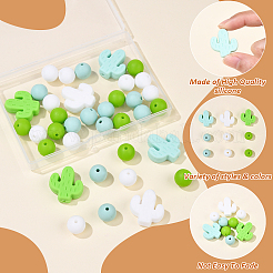 Perles cactus/rondes en silicone&nbsp;SIL-YW0001-50C