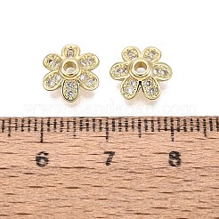 Capuchons de perles en zircone cubique transparent micro pave en laiton&nbsp;KK-Q071-08G-02