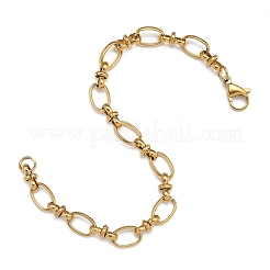 Ионное покрытие (ip) 304 нержавеющая сталь бант и овальные звенья браслет цепь для женщин&nbsp;LS-BJEW-G669-18G