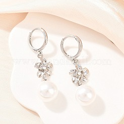 Valentinstag-Ohrringe mit Blumenmotiv aus Messing&nbsp;EJEW-Z164-03P