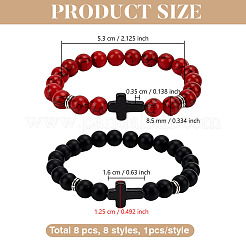 8 шт. 8 стильных круглых и крестообразных браслетов из бисера для мужчин и женщин&nbsp;BJEW-GO0001-37