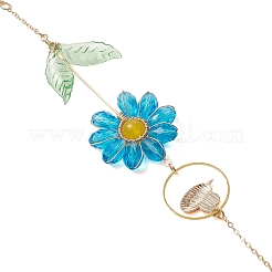 Abeja de aleación esmaltada y flor de vidrio atrapasueños&nbsp;HJEW-TA00475-04