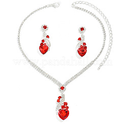 Ensembles collier et boucles d'oreilles pendantes en laiton et strass pour femmes&nbsp;WGFE659-01