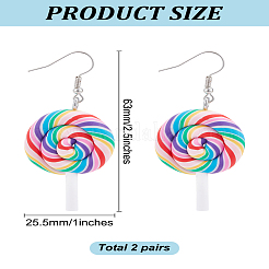 2 пара сережек-леденцов из полимерной глины для женщин&nbsp;EJEW-LP0001-49