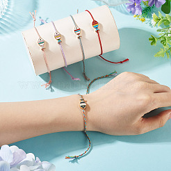 5 Stück verstellbares Armband mit Fischanhänger aus Emaille in 5 Farben&nbsp;BJEW-TA0001-31