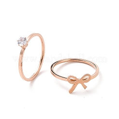 2 Uds. Juego de anillos de pareja de circonita cúbica transparente de 2 estilos&nbsp;RJEW-D120-23RG