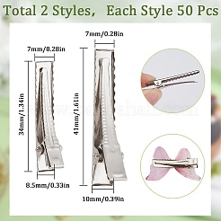 100 шт. 2 стиля железные плоские заколки для волос из кожи аллигатора&nbsp;IFIN-SC0001-65