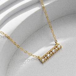 925 серебряное ожерелье с прямоугольной подвеской из микропаве из прозрачного кубического циркония для женщин&nbsp;NJEW-D316-02G