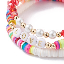 Set di braccialetti elastici d'amore&nbsp;BJEW-JB07155-02