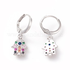 Orecchini a cerchio in ottone zirconi con micro pavé di ottone&nbsp;EJEW-F233-10P
