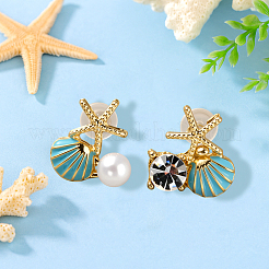 4 пара асимметричных серег 2 стилей со стразами и пластиковым жемчугом&nbsp;EJEW-GO0002-06