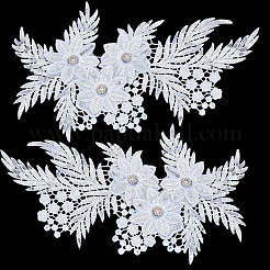 4 Stück Blumen- und Blattapplikationen aus Polyester und Kunststoff&nbsp;PATC-CY0001-49A