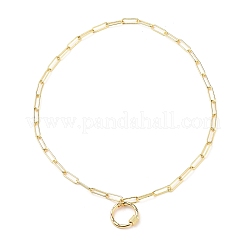 Collane con pendente e moschettone a vite in ottone con micro pavé di zirconi&nbsp;NJEW-JN03115