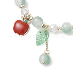 Braccialetti elastici con perline rotonde in pietra di luna sintetica e vetro&nbsp;BJEW-JB11858-03