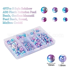 497pcs 5 cuentas de perlas de imitación de plástico abs arco iris de estilo&nbsp;OACR-YW0001-07C