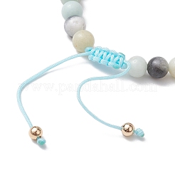 Braccialetti di perline intrecciate con perline rotonde di amazzonite di fiori naturali&nbsp;BJEW-JB10692-04
