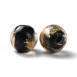 Ручной золотой фольги стеклянные бусины Lampwork&nbsp;LS-FOIL-E003-02A