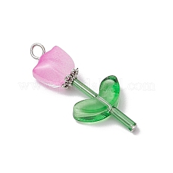 Прозрачные стеклянные бусины с колпачками из сплава в тибетском стиле&nbsp;PALLOY-JF03623