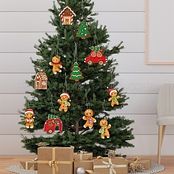 Weihnachts-Lebkuchenmann & Baum & Haus & Auto Papieranhänger Dekorationen&nbsp;PW-WG3ABD1-01