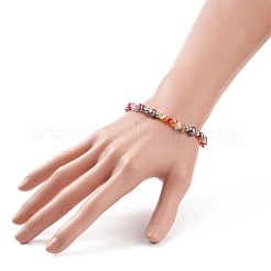 Bracciale elasticizzato da donna con perle naturali e perline triangolari in vetro&nbsp;BJEW-JB08230