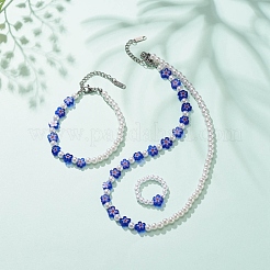 Perle d'imitation en plastique et perles de verre millefiori bracelet collier&nbsp;SJEW-JS01239