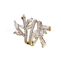 Messing Micro Pave klare Zirkonia Manschette offene Ringe&nbsp;WGBB276-01