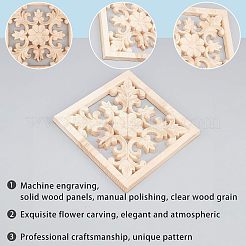 Artisanat d'applique onlay sculpté en bois massif naturel&nbsp;WOOD-FH0001-13