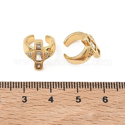 C-förmige Manschettenohrringe aus Messing mit rechteckigem Mikropavé aus klaren Zirkonia&nbsp;EJEW-L316-01G-06