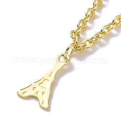 Bracciale con ciondoli a forma di torre e albero in acciaio inossidabile 201 con catene in acciaio inossidabile 304 per donna&nbsp;BJEW-C019-23G
