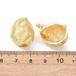 Pendientes de botón de latón ovalados tejidos&nbsp;EJEW-D351-06G