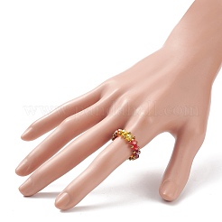 Glas geflochtener Perlenfingerring für Frauen&nbsp;RJEW-JR00467-01