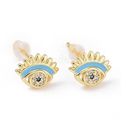 Pendientes mal de ojo con circonitas cúbicas y esmalte&nbsp;KK-E033-01G