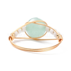 Anello per dito avvolto in filo di avventurina verde naturale&nbsp;RJEW-TA00022-03