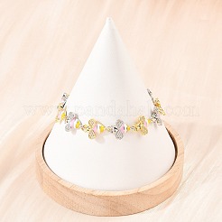 Браслеты-цепочки из латуни с микропаве из прозрачных кубических цирконий для женщин&nbsp;BJEW-A148-01G