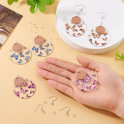 Наборы для самостоятельного изготовления плоских круглых сережек-бабочек&nbsp;DIY-TA0012-29