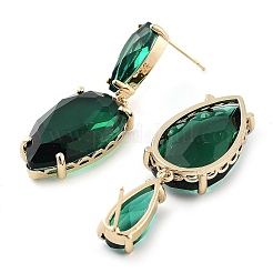 Стеклянные серьги-гвоздики в виде каплевидных подвесок&nbsp;EJEW-Q800-16D-KCG