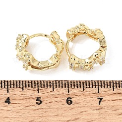 Boucles d'oreilles créoles en laiton micro pavé de zircons cubiques transparents pour femmes&nbsp;KK-CBA9109-01G